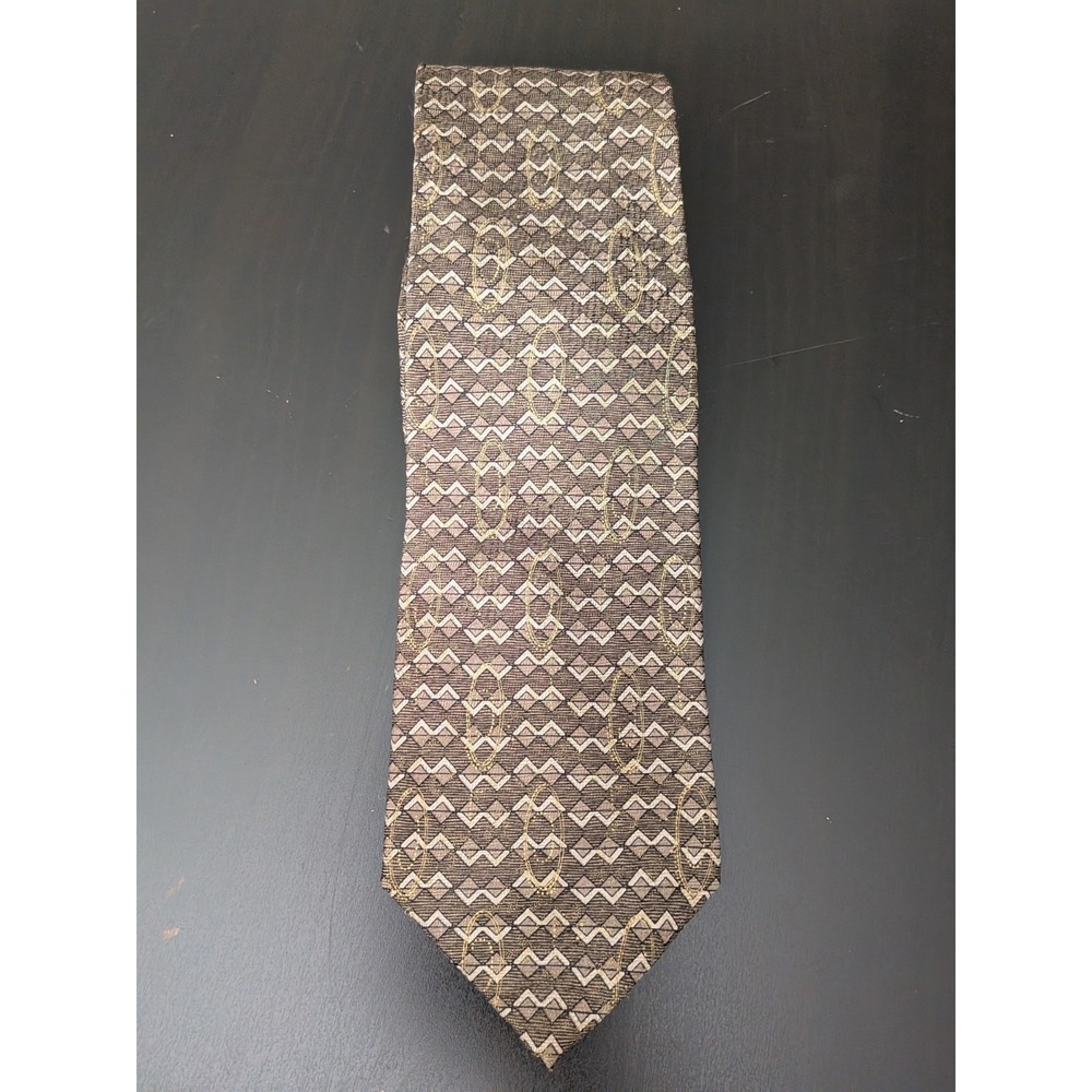 Vintage Gordon & Ferguson Silk Tie Geometric Chevrons‎ Brown 60" USA Made